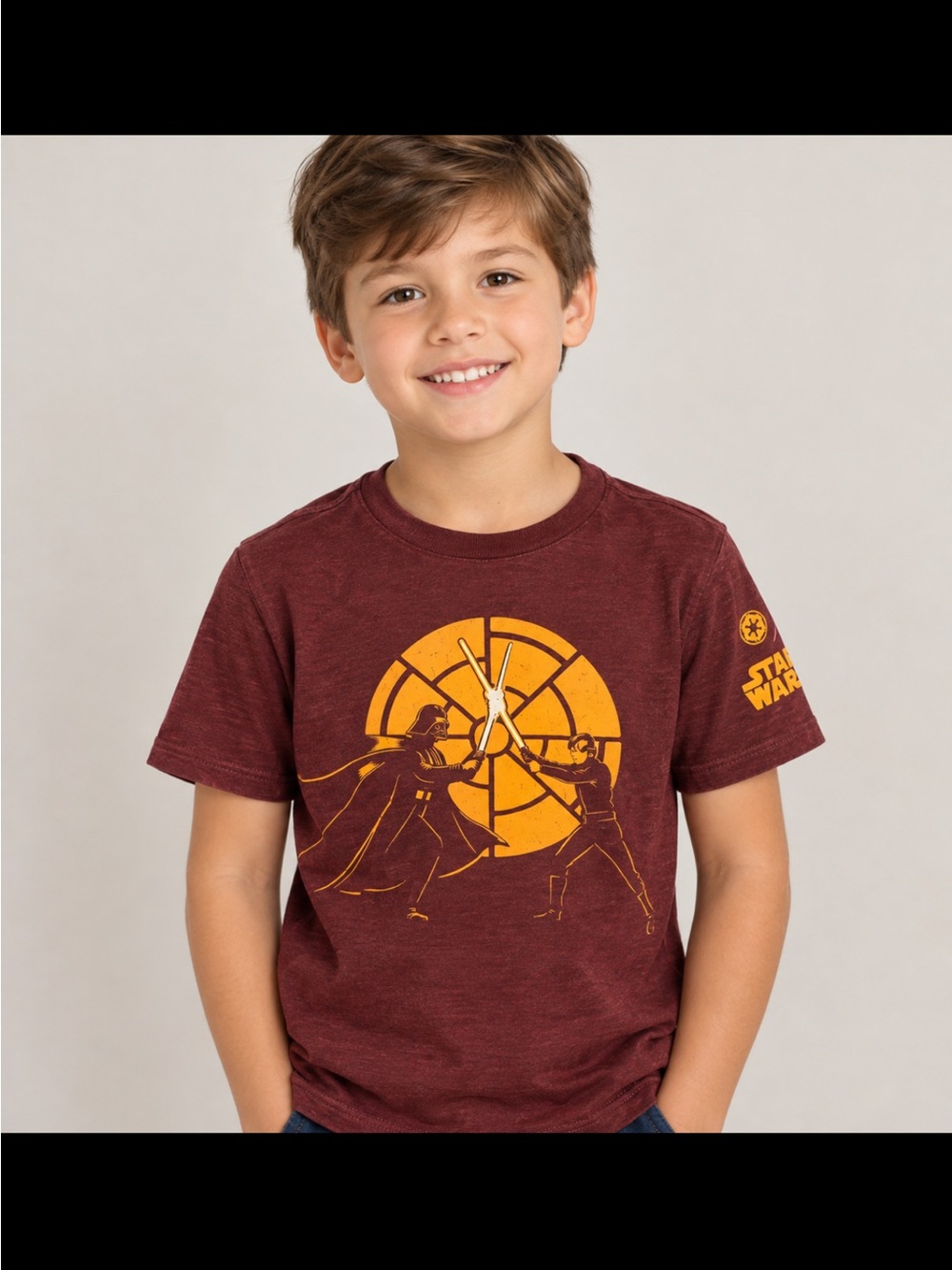 Maroon Star Wars Graphic Tee.Size S.
